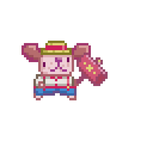 The character running at full resolution